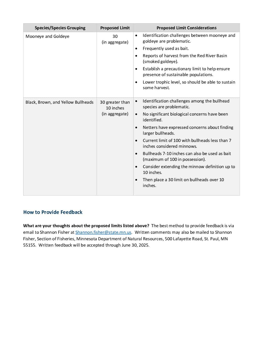 3 Proposed Native Rough Fish Daily And Possession Limits 3 Proposed Native Rough Fish Daily And Possession Limits Pdf - Minnesota Wildlife Federation